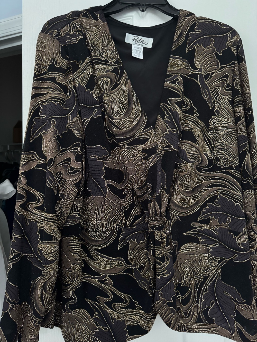 Petra Black & Gold Patterned Women's Shirt